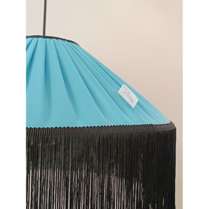 Colore Tiffany fantasia paralume fatto a mano con frange nere, luce a sospensione. - Product Image 6