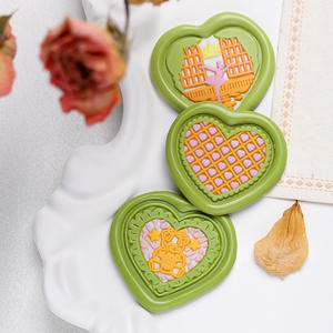 Cabezas de sello de cera de la serie Corazón Irregular, de latón grabado para decoración, con forma de corazón, para diario. - Product Image 4
