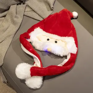 Chapeau de Père Noël LED, chapeaux de Noël clignotants avec barbe mobile, casquette lumineuse pour adultes et enfants, cadeau du Nouvel An, couvre-chef chaud d'hiver - Product Image 5