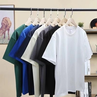 T-shirt ample à manches courtes en coton épais pour jeunes Couleur unie Décontracté Polyvalent Manches à épaules dénudées