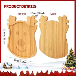 Bandeja de Madera Ecológica con Temática Navideña, Plato de Cena con Forma de Reno Hecho a Mano para Bistec, Postre y Fiestas - Product Image 2