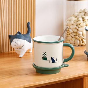 Taza de Cerámica con Diseño de Animal de Dibujos Animados, Estilo Moderno, Linda Gatozita, Ecológica, Apta para Microondas, con Tapa y Cuchara, Regalo, Recuerdo, para Oficina - Product Image 3