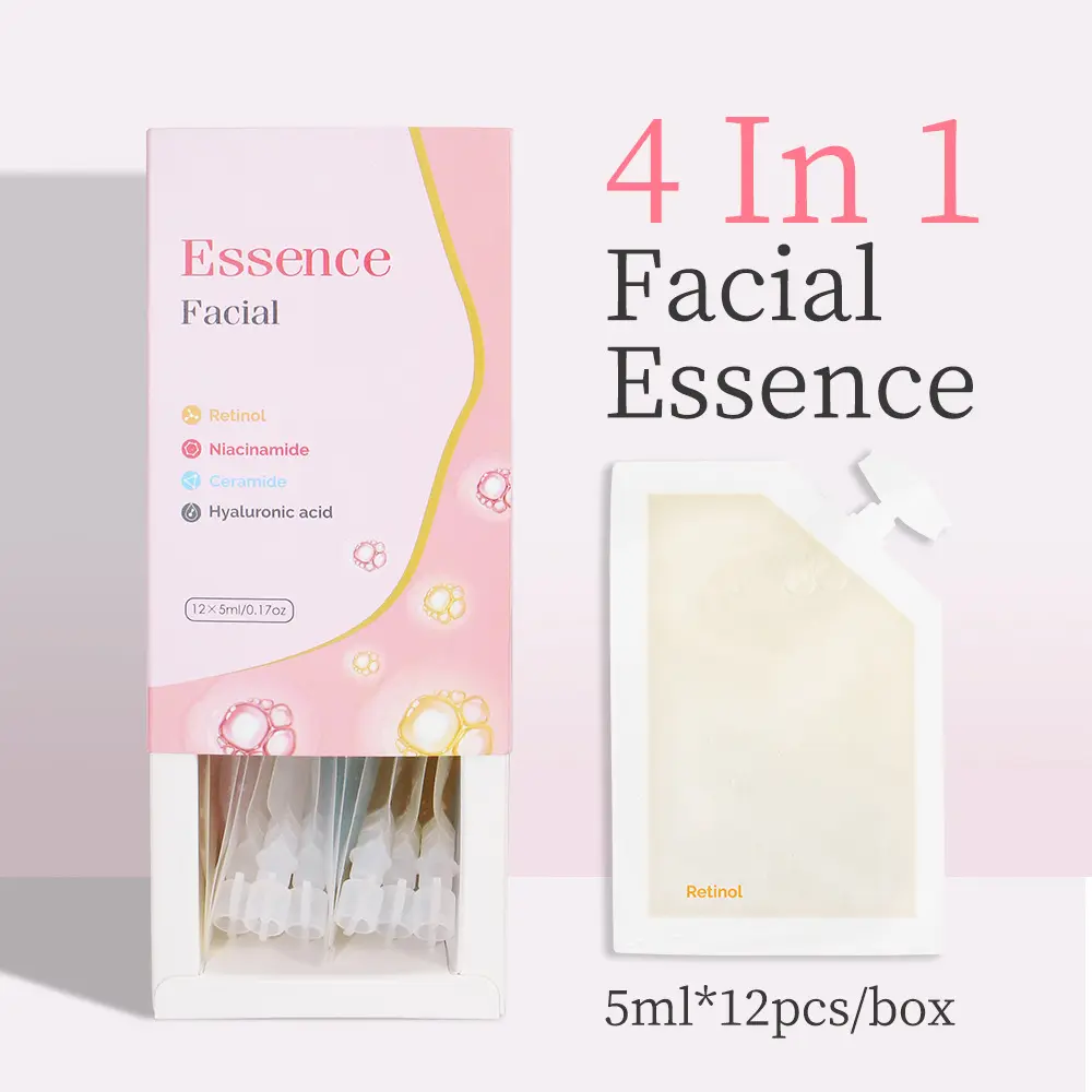 Vente chaude Essence hydratante 4 en 1 Sérums d'essence faciale pour le blanchiment du visage Anti-âge Ensemble d'essence faciale hyaluronique portable