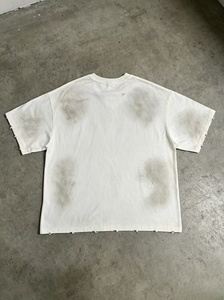 Camiseta Oversize de Algodón Blanco Lavado para Hombre, Estilo Urbano, Cuello Redondo, Manga Corta, Jersey Desgastado, Color Liso, Look Grunge - Product Image 2