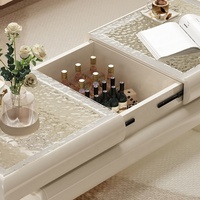Table basse télescopique en verre de luxe carrée de centre de salon de maison blanche simple