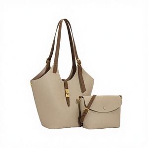 2 Pcs Bucket Bag Women Trendy PU Leather Hobo Bags Underarm Shoulder Adjustable Chains Button <b>Cute</b> Crossbody <b>Purse</b> Tote Handbag - Product Image 2