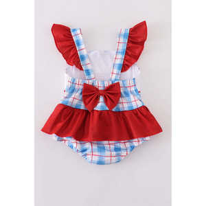 Maillot de bain une pièce de fitness à smocks et à carreaux brodés avec protection solaire UPF50+ 12M 160g - Product Image 2