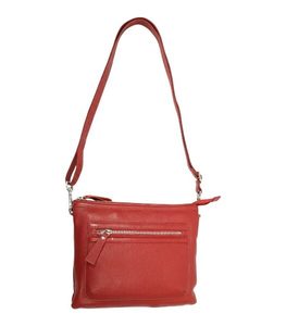 Premium Women Vibrant Red <b>Leather</b> Crossbody <b>Bag</b> <b>Soft</b> Stylish Handbag Front Zipper Pocket Adjustable Strap Casual Daily Use - Product Image 1
