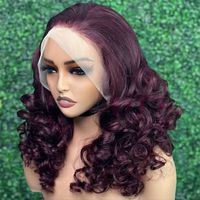 Fluffy Bouncy Curly Perruques de Cheveux Humains 99J Raw Cheveux Humains Brésiliens Pixie Bouclés 13*4 Lace Front Perruques Perruque pour les Femmes Noires