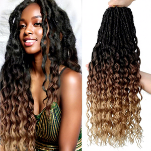 Peluca de ganchillo sintética rizada de 14/24 pulgadas, resistente a altas temperaturas, con doble trama, diseño curvo tipo lombriz, raya <span class=keywords><strong>lateral</strong></span> profunda y suelta - Product Image 3