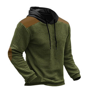Sweat-shirt à capuche en jacquard à blocs de couleur décontracté pour homme personnalisé de haute qualité Automne/Hiver avec de grandes poches - Product Image 1