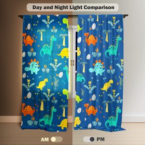 Cortinas de Ventana con Dibujos Animados de Dinosaurios para Niños, Adolescentes, Niñas, Cortinas de Dinosaurios para Dormitorio, Guardería, Decoración para Fiestas en Casa, 2 Paneles - Product Image 4