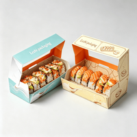 Boîte à lunch en papier kraft biodégradable avec fenêtre transparente, logo personnalisé, pour sushis, salades, emballages à emporter
