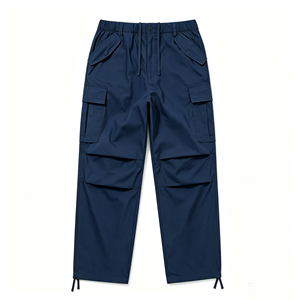 Men's Elastic Waist Cargo Pants Loose Straight Multi-Pocket <b>Drawstring</b> Ankle Casual Full Length <b>Trousers</b> - Product Image 4