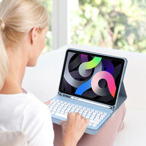 Clavier Bluetooth rond pour tablette avec housse en cuir pour iPad 10.9 Samsung iPad Huawei Lenovo Tablette Huawei 2021 Matepad - Product Image 5