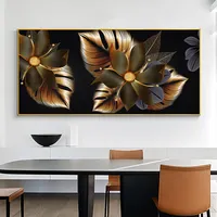 Fiori in oro nero Nordic Modern Interior estetica poster personalizzati immagini nordic canvas abstract art prints