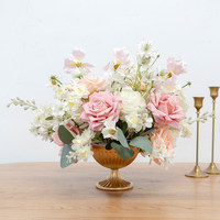 Fleurs artificielles dorées pour centre de table, décoration de mariage, vente en gros, conception personnalisée, décoration d'événements, fournisseur d'usine, commande en gros
