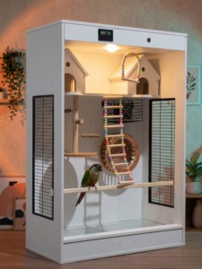 Grande cage à oiseaux de luxe en bois massif écologique pour perroquets, ara, calops et perruches – Conception chauffante à température constante - Product Image 4