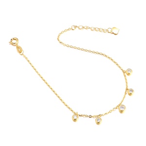 Haute qualité AU750 bijoux en or 18 carats 7 + 2 pouces chaîne ronde Zircon bracelet à breloques pour femmes - Product Image 4