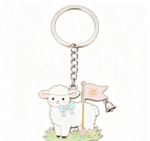 Porte-clés en métal émaillé mouton Kawaii, pendentif de sac en alliage, accessoire cadeau pour clés de voiture - Product Image 4