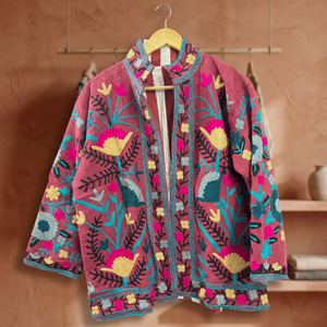 Chaqueta de Algodón Transpirable con Estampado Floral para Mujer, Estilo Bata, con Forro de Seda y Tela de Lona, para Otoño/Invierno - Product Image 2