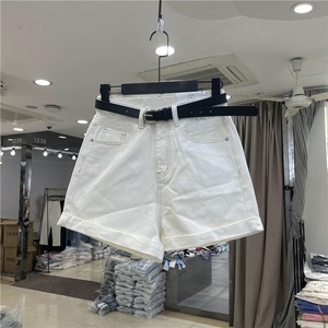 Shorts de Mezclilla de Cintura Alta para <span class=keywords><strong>Mujer</strong></span>, de Verano, Transpirables, Ecológicos, Talla Grande, Holgados, con Borde Rizado, Pierna Ancha, Corte en A, de Alta Calidad - Product Image 6