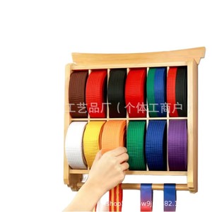 Wooden Taekwondo Belt <b>Rack</b> Two Layer Wall Mounted For Home Gym Use - Product Image 1