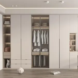 बेडरूम ड्रेसिंग रूम वॉक-इन क्लॉज़ेट लक्जरी सस्ते अलमारी के लिए कैसेन यूरोप स्टाइल सरल डिजाइन कपड़े अलमारी