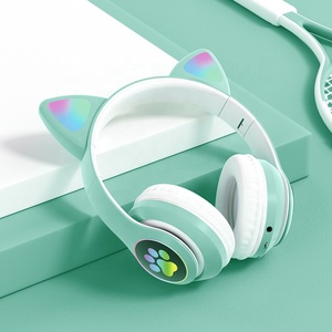 Dropshipping Cute Cat Ear auriculares inalámbricos con luz LED auricular inalámbrico compatible con tarjeta TF auriculares para juegos para niños - Product Image 4