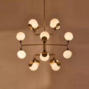 Lustre multi-têtes de style nordique, rond, doré, avec douille E27, pour salon, loft, éclairage de plafond - Product Image 1