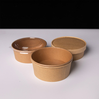 Boîte à salade jetable en kraft de qualité alimentaire, ronde, avec couvercle, pour plats à emporter, personnalisable avec logo OEM, vente en gros, boîte écologique