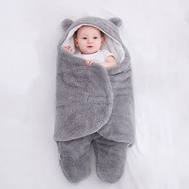 Baby Swaddle Blankets Plush Bear Swaddling Wraps Baby Clothes for 0-6 Newborn Months Girls Boys