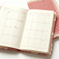Carnet de notes personnalisé en lin à carreaux rouges avec bordure en dentelle, couverture rigide, idéal pour scrapbooking et cadeaux