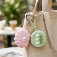 Porte-monnaie mini en silicone personnalisé avec logo, motif Kawaii 3D Coquille Fleur Nuage Poire Bubble Tea, porte-clés et rangement pour écouteurs, vente en gros
