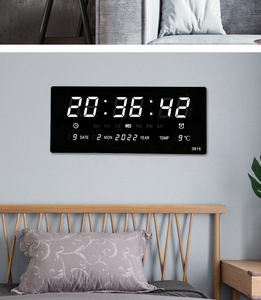 Horloge murale numérique LED surdimensionnée JIN PENG de 14,1 pouces avec date, jour et température pour la décoration de la maison et du bureau - Product Image 4