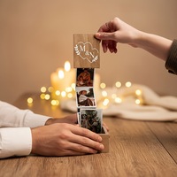 Boîte à photos en bois personnalisée à tiroir coulissant, étui à souvenirs fait main, album photo DIY, boîte cadeau pour la Saint-Valentin