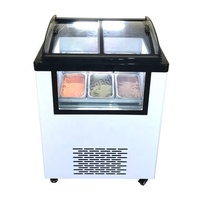 Congélateur compact commercial à refroidissement direct, 2 portes, vitrine à gelato avec fenêtre latérale visible, petit congélateur à crème glacée pour pâtisserie, mini-marché