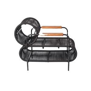 Canapé d'extérieur minimaliste en rotin en forme de L avec structure en alliage d'aluminium, banc de patio imperméable - Product Image 2