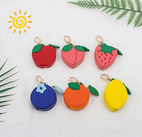 Gantungan Kunci Dompet Buah Populer, Gantungan Kunci Strawberry Apel Semangka Lucu, Liontin Tas, Tempat Koin, Hadiah