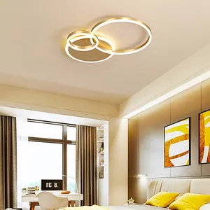Modern yüzeye monte yatak odası oturma odası ev aydınlatma yuvarlak altın tavan lambası, Led tavan lambası