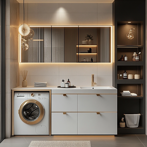 Set di Mobili Moderni per Lavanderia e <span class=keywords><strong>Bagno</strong></span>, Armadietti per Balcone, Lavandino <span class=keywords><strong>con</strong></span> Mobiletto - Product Image 3