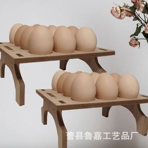 Wooden Egg Storage Rack Natural Color With Stand <b>Kitchen</b> Countertop Storage - Product Image 2