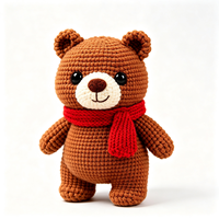 Adorable ours en peluche tricoté avec écharpe, personnalisable, jouet en peluche doux, vente en gros, jouet en peluche personnalisé pour cadeau