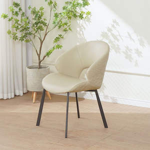<span class=keywords><strong>Chaise</strong></span> d'appoint moderne rembourrée avec dossier ajouré, <span class=keywords><strong>chaise</strong></span> de salle à manger en similicuir avec pieds en métal pour la maison et les restaurants - Product Image 2