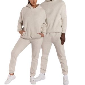 Design all'ingrosso la tua felpa in cotone 100% foderato in pile con cappuccio pantaloni da Jogger tuta tuta Set per donna e uomo - Product Image 6