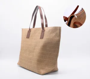 Manufacturer large capacity paper fabric bag promotion straw tote bag papyrus beach handbags