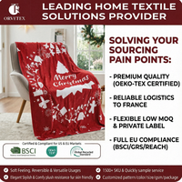 Couverture en flanelle personnalisée Orvetex avec logo, Joyeux Noël, douce, moelleuse, chaude, rouge, pour canapé et lit