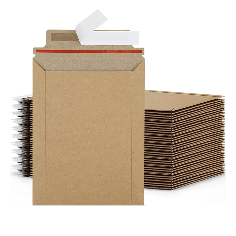 Лидер продаж, экологически чистые картонные конверты из крафт-бумаги, коричневые жесткие бумажные почтовые отправители для доставки