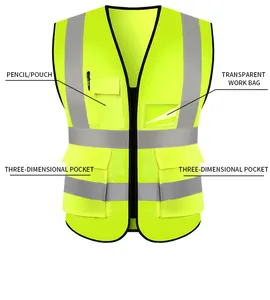 निर्माण वर्दी काम चिंतनशील कपड़े उच्च दृश्यता चिंतनशील सुरक्षा बनियान जैकेट सुरक्षा बनियान के साथ लोगो