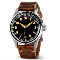 Reloj de piloto mecánico automático de lujo para hombre, esfera luminosa, puntero, pantalla, buzo disponible, cuero, goma, silicona, 5mm
